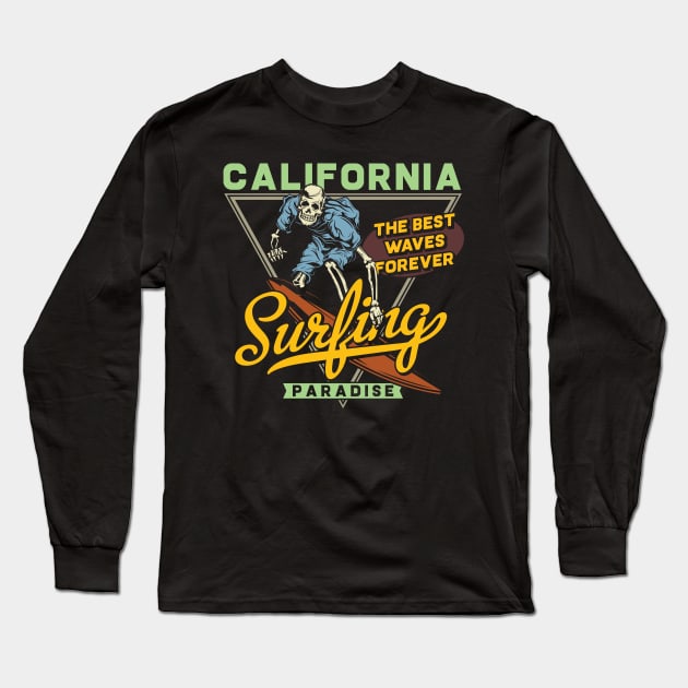 Malibu L.A. Surfing Gift Tee Summer Feelings Big Waves Long Sleeve T-Shirt by gdimido